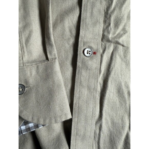 Cremieux Men’s Shirt L Long Sleeve Tan Plaid Trim Sl Fit Metal Buttons NWT - Picture 3 of 6